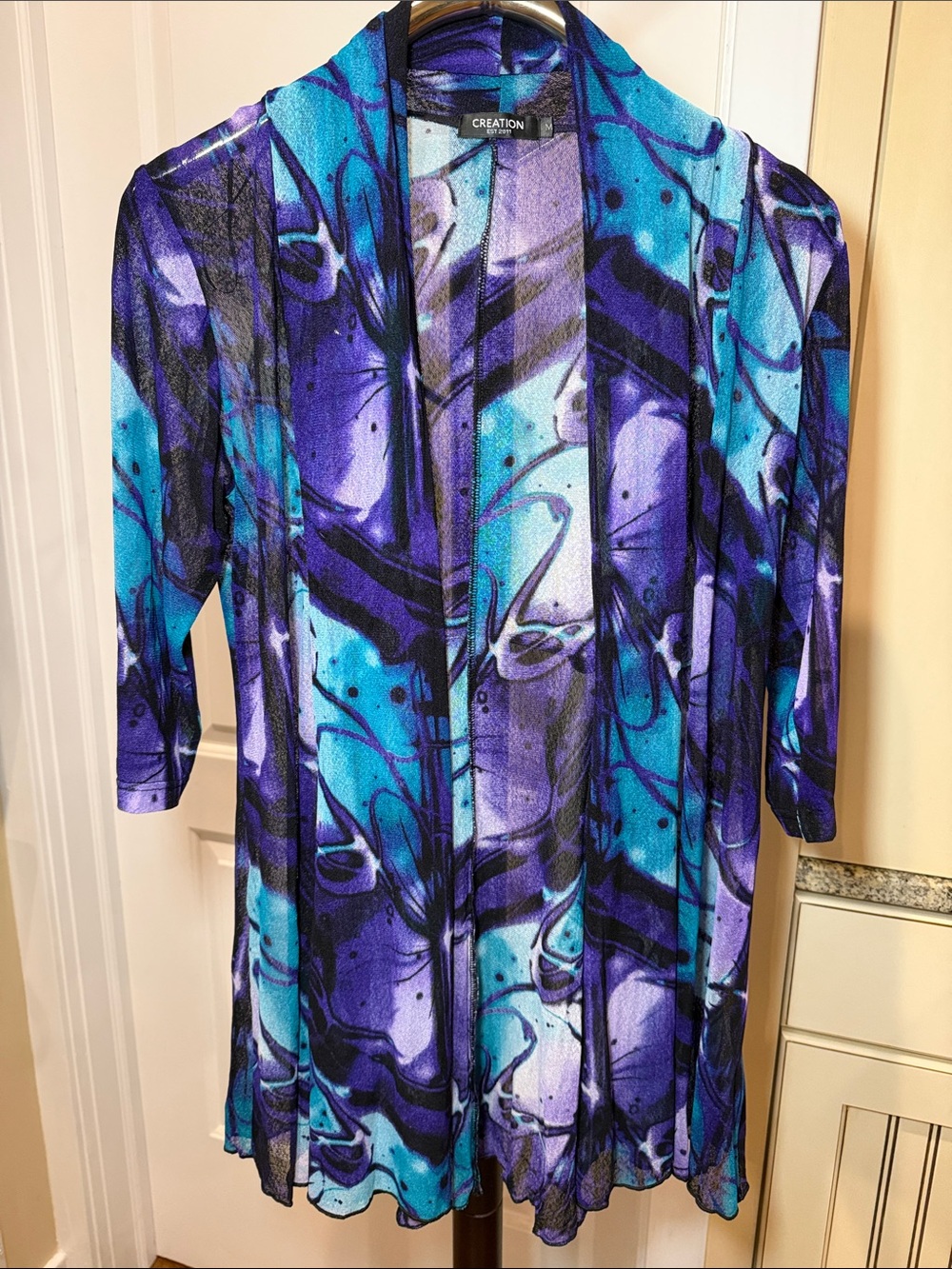Women's Blue & Purple Open Front Cardigan